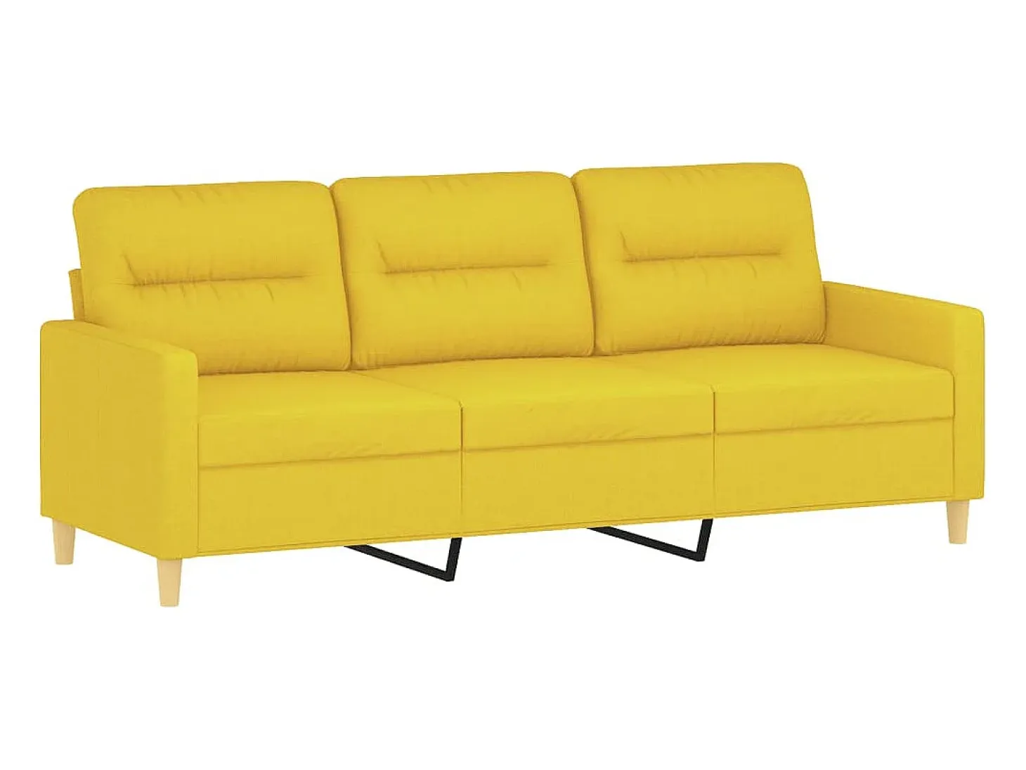 Sofá de 3 plazas con cojines tela amarillo claro 180 cm