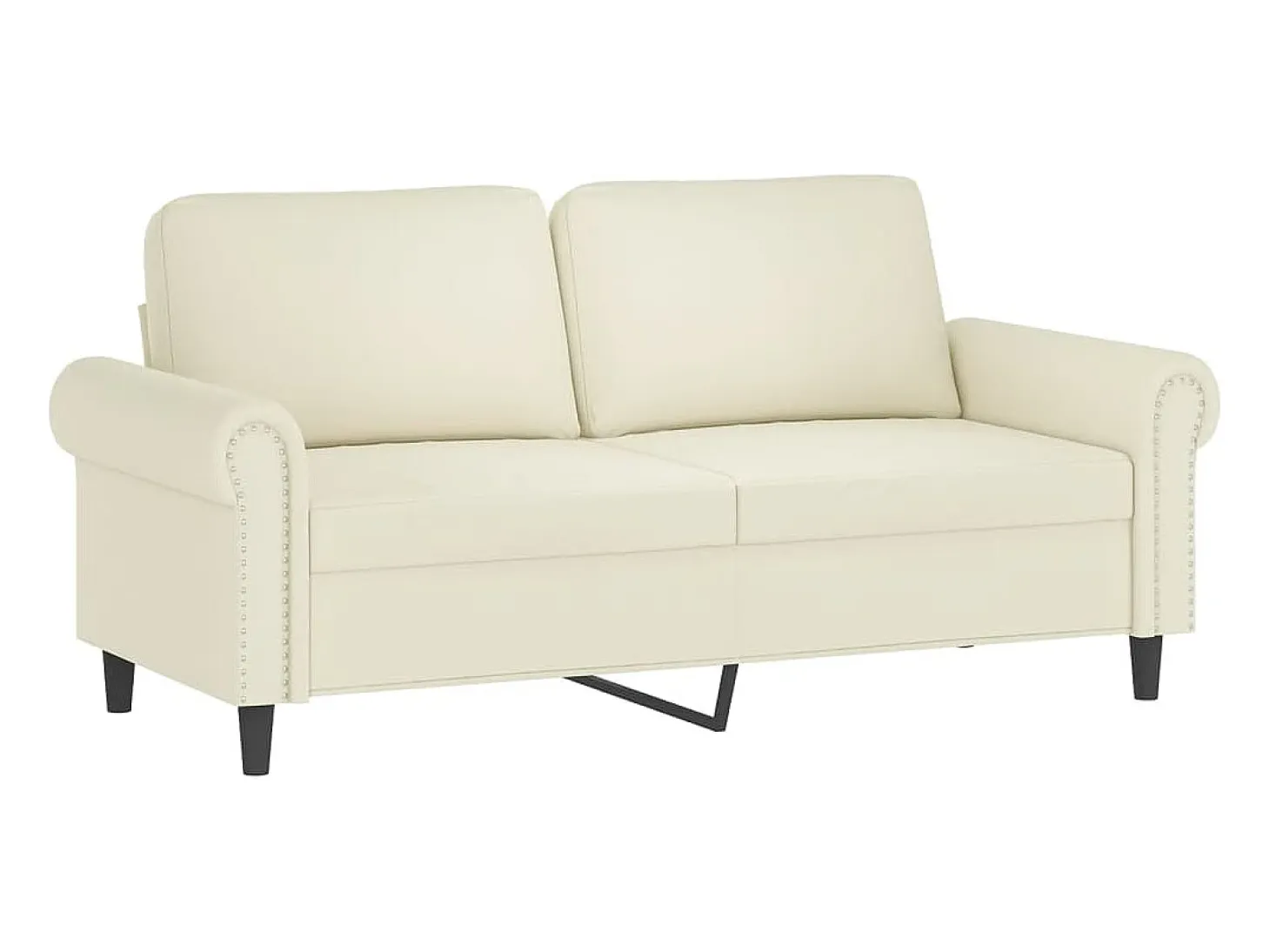 Sofá de 2 plazas con cojines terciopelo color crema 140 cm