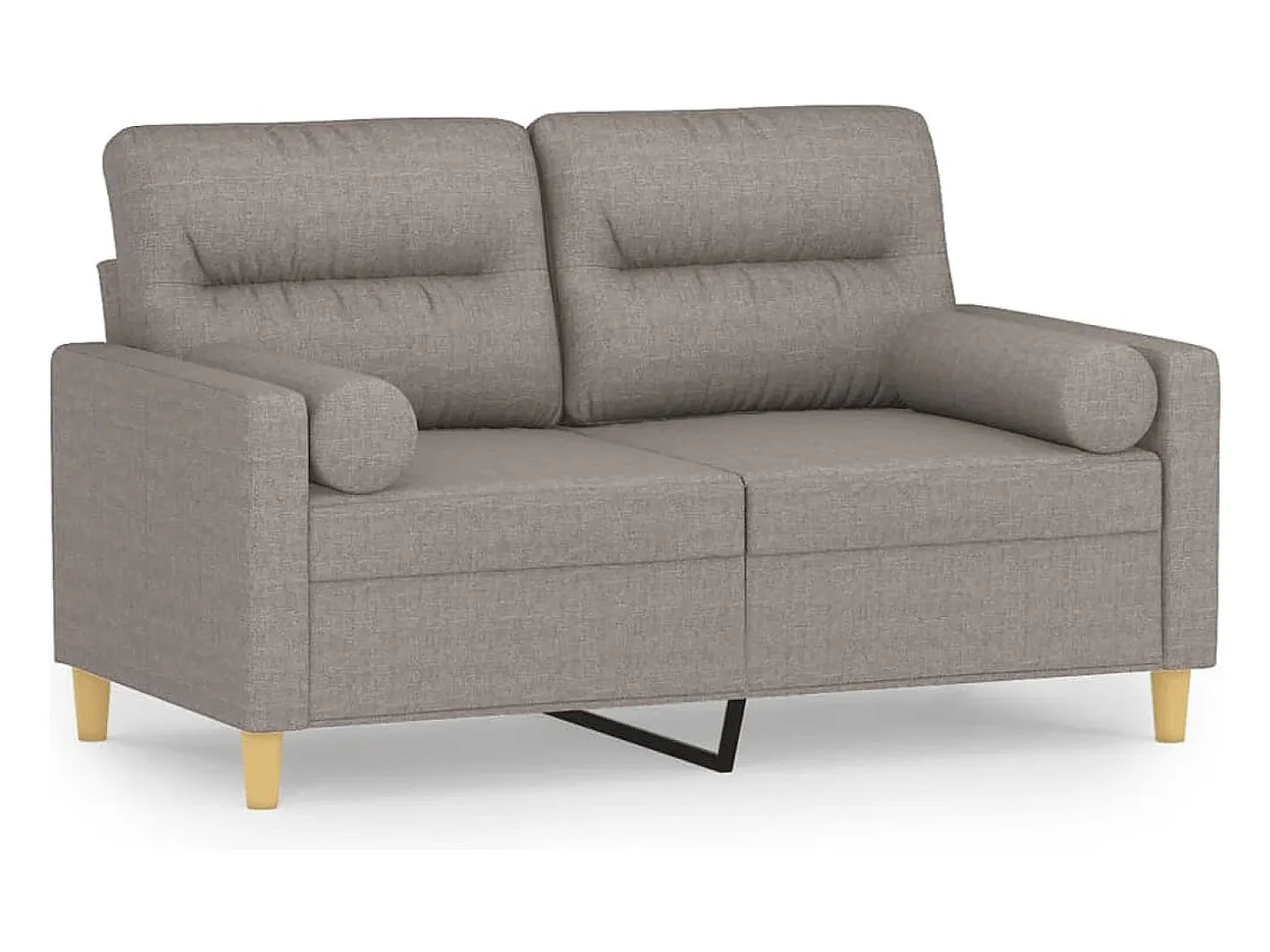 Sofá de 2 plazas con cojines tela gris taupe 120 cm