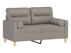 Sofá de 2 plazas con cojines tela gris taupe 120 cm