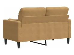 Sofá de 2 plazas con cojines terciopelo marrón 120 cm