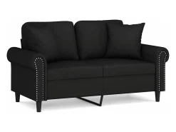 Sofá de 2 plazas con cojines terciopelo negro 120 cm