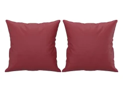 Sofá de 2 plazas con cojines cuero sintético rojo tinto 140 cm