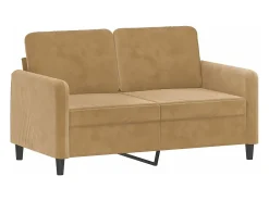 Sofá de 2 plazas con cojines terciopelo marrón 120 cm