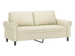 Sofá de 2 plazas con cojines cuero sintético color crema 140 cm