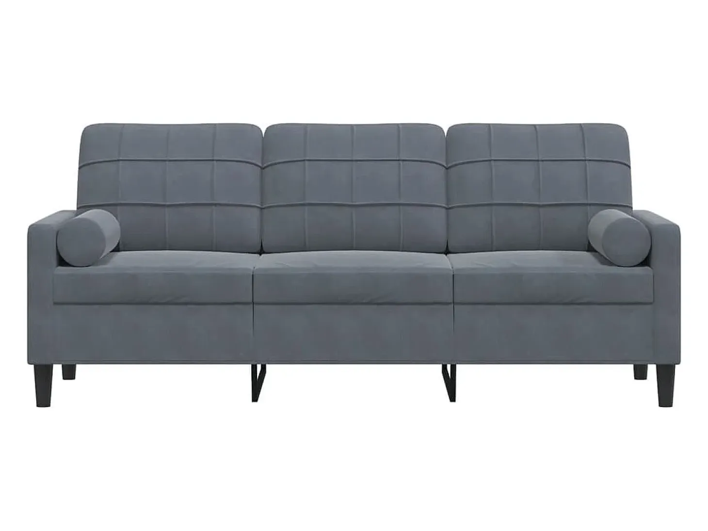 Sofá de 3 plazas con cojines terciopelo gris oscuro 180 cm