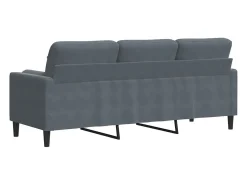 Sofá de 3 plazas con cojines terciopelo gris oscuro 180 cm