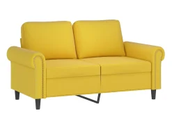 Sofá de 2 plazas con cojines terciopelo amarillo 120 cm ES358065