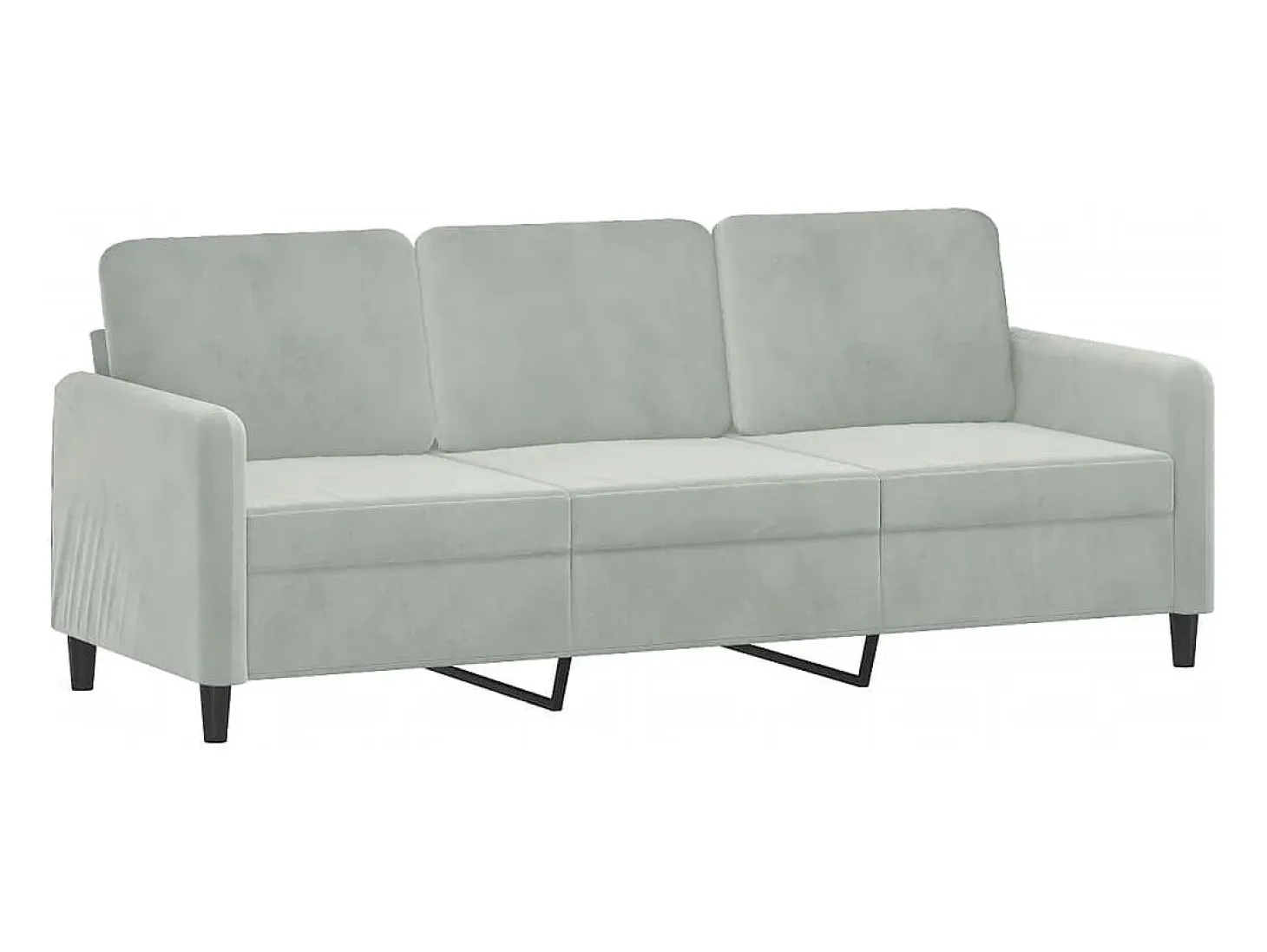 Sofá de 3 plazas con cojines terciopelo gris claro 180 cm
