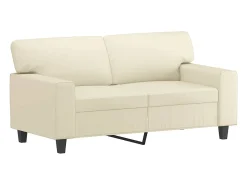 Sofá de 2 plazas con cojines cuero sintético color crema 120 cm