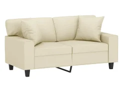Sofá de 2 plazas con cojines cuero sintético color crema 120 cm