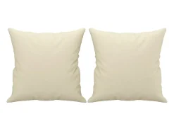 Sofá de 2 plazas con cojines cuero sintético color crema 120 cm