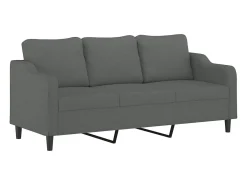 Sofá de 3 plazas con cojines tela gris oscuro 180 cm