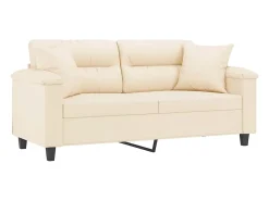 Sofá de 2 plazas con cojines tela de microfibra beige 140 cm