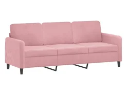 Sofá de 3 plazas con cojines terciopelo rosa 180 cm