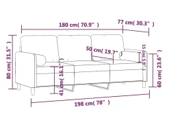 Sofá de 3 plazas con cojines terciopelo rosa 180 cm