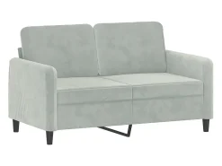 Sofá de 2 plazas con cojines terciopelo gris claro 120 cm