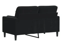 Sofá de 2 plazas con cojines terciopelo negro 120 cm