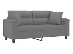 Sofá de 2 plazas con cojines tela microfibra gris oscuro 140 cm
