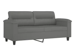 Sofá de 2 plazas con cojines tela microfibra gris oscuro 140 cm