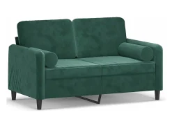 Sofá de 2 plazas con cojines terciopelo verde oscuro 120 cm