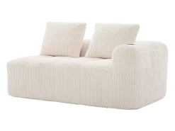 Sofá de 2 plazas con cojín y bolsillo lateral - Pana - Beige