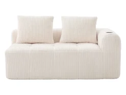 Sofá de 2 plazas con cojín y bolsillo lateral - Pana - Beige