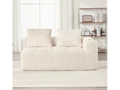Sofá de 2 plazas con cojín y bolsillo lateral - Pana - Beige