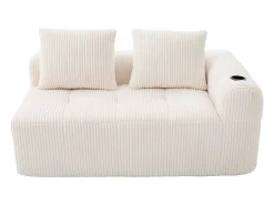 Sofá de 2 plazas con cojín y bolsillo lateral - Pana - Beige