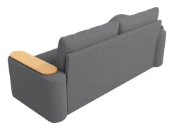 Sofá de 2 plazas con compartimentos de almacenaje y mesa auxiliar - Tela Teddy Gris