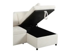 Sofá de 3 plazas con función cama - Sofá esquinero con dos cojines y reposabrazos - con almacenaje - chenilla beige