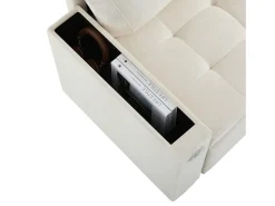 Sofá de 3 plazas con función cama - Sofá esquinero con dos cojines y reposabrazos - con almacenaje - chenilla beige