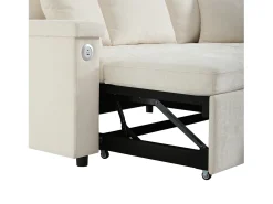 Sofá de 3 plazas con función cama - Sofá esquinero con dos cojines y reposabrazos - con almacenaje - chenilla beige