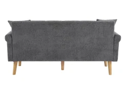 Sofá de 2 plazas con reposabrazos y cojines, chenilla gris, patas de madera - para salón y dormitorio