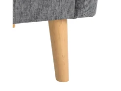 Sofá de 2 plazas con reposabrazos y cojines, chenilla gris, patas de madera - para salón y dormitorio