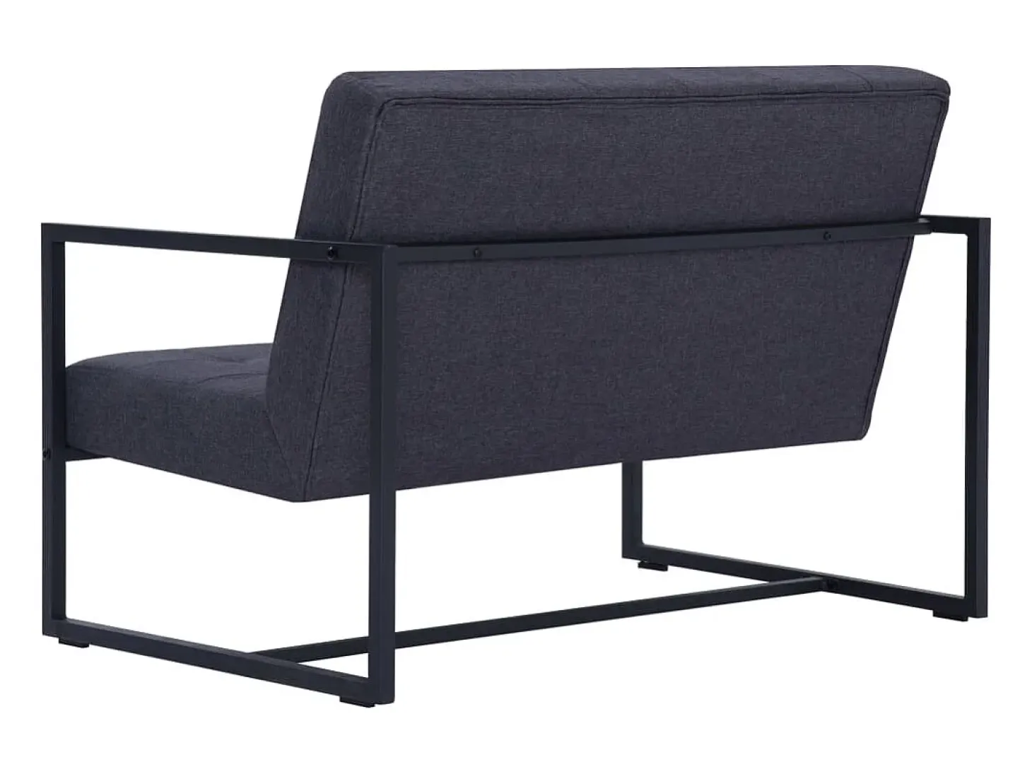 Sofá de 2 plazas con reposabrazos acero y tela gris oscuro