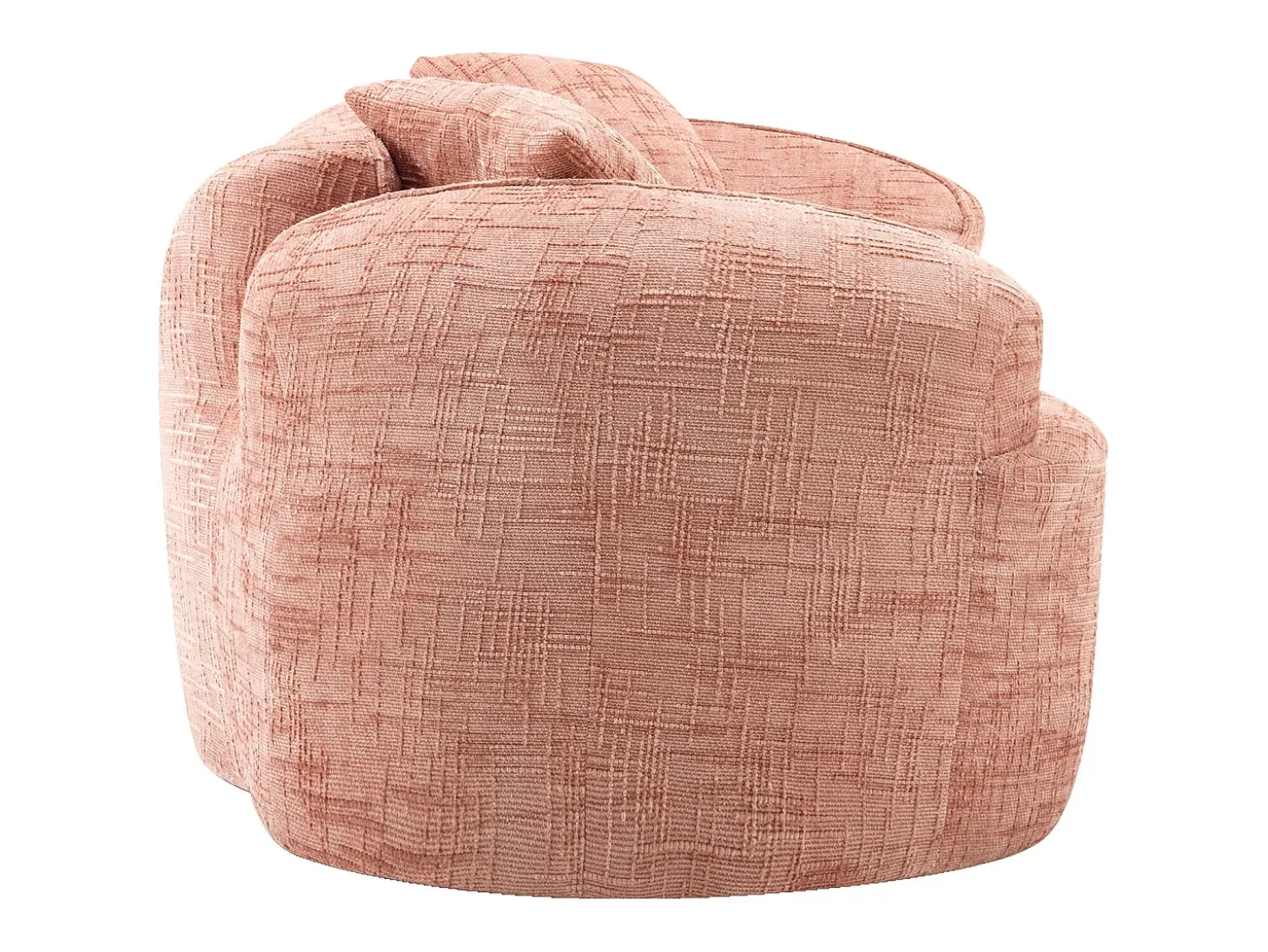 Sofá de 2 plazas con reposabrazos y cojines acolchados, diseño curvo - chenilla rosa