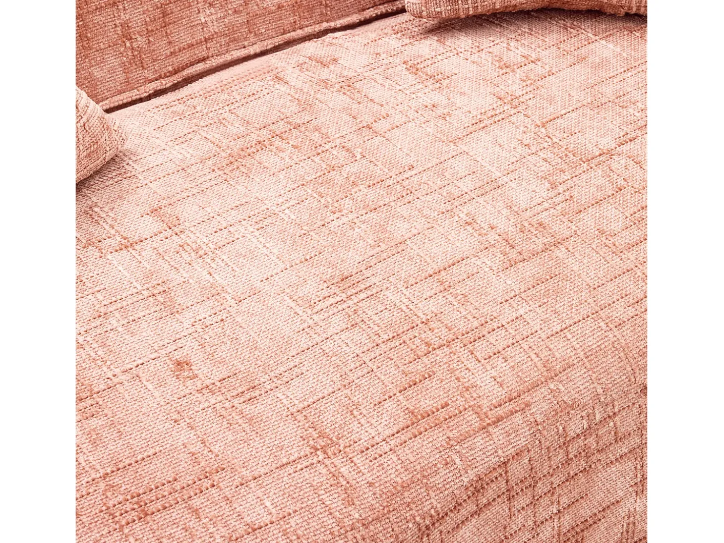 Sofá de 2 plazas con reposabrazos y cojines acolchados, diseño curvo - chenilla rosa