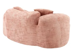 Sofá de 2 plazas con reposabrazos y cojines acolchados, diseño curvo - chenilla rosa