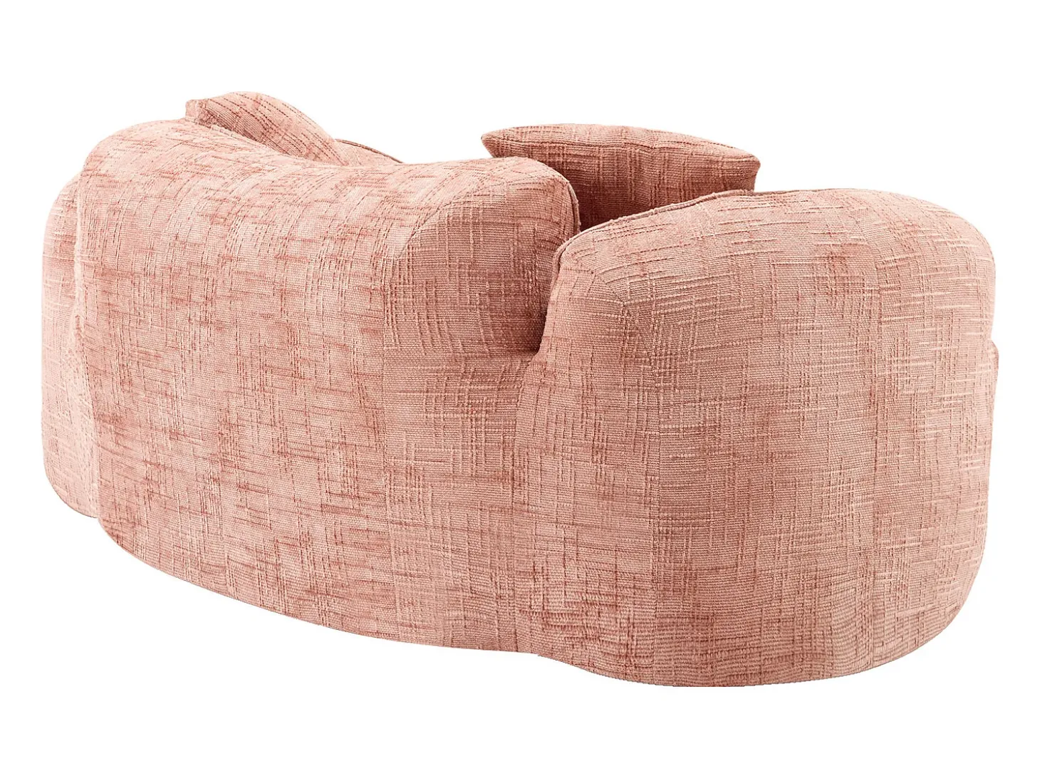Sofá de 2 plazas con reposabrazos y cojines acolchados, diseño curvo - chenilla rosa