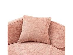 Sofá de 2 plazas con reposabrazos y cojines acolchados, diseño curvo - chenilla rosa