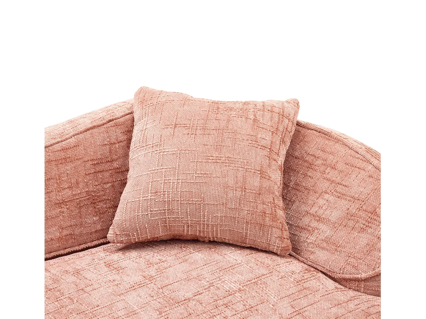 Sofá de 2 plazas con reposabrazos y cojines acolchados, diseño curvo - chenilla rosa