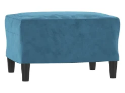 Sofá de 3 plazas con taburete de terciopelo azul 180 cm