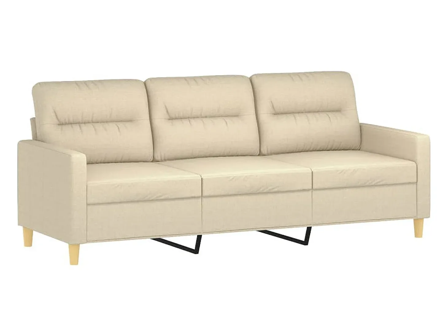 Sofá de 3 plazas con taburete de tela crema 180 cm