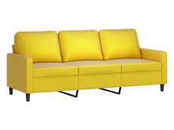 Sofá de 3 plazas con taburete terciopelo amarillo 180 cm