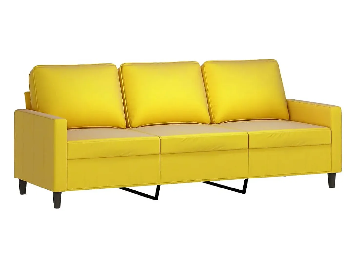 Sofá de 3 plazas con taburete terciopelo amarillo 180 cm