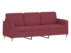Sofá de 3 plazas con taburete de tela rojo tinto 180 cm
