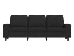 Sofá de 3 plazas con taburete de tela negro 180 cm