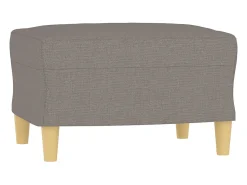 Sofá de 3 plazas con taburete de tela gris taupe 180 cm