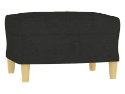 Sofá de 3 plazas con taburete de tela negro 180 cm